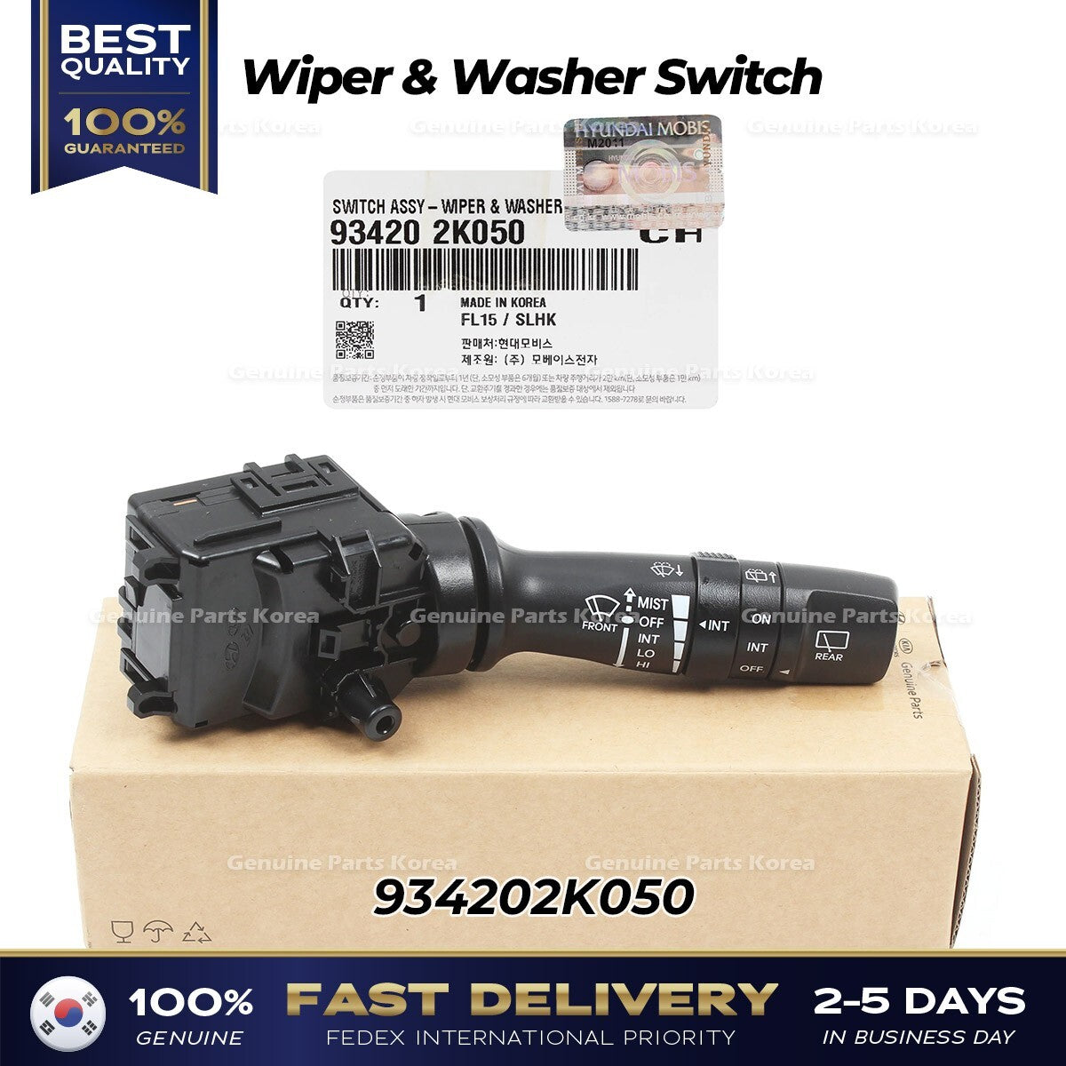 Genuine Wiper & Washer Switch 934202K050 for Hyundai Accent Kia Forte