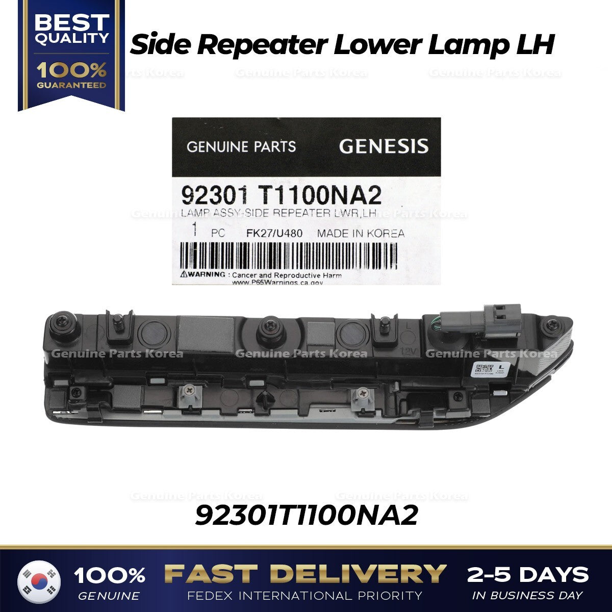 Genuine Side Repeater Lower Lamp LH 92301T1100NA2 for Hyundai Genesis G80