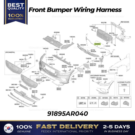 Genuine Front Bumper Wiring Harness 91895AR040 for Hyundai Genesis GV70