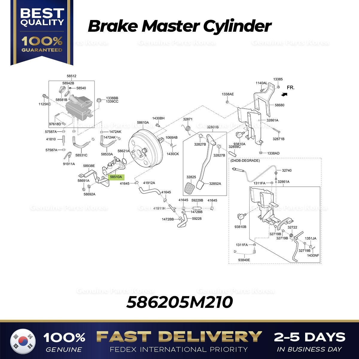 Genuine Brake Master Cylinder 586205M210 for Hyundai Mighty