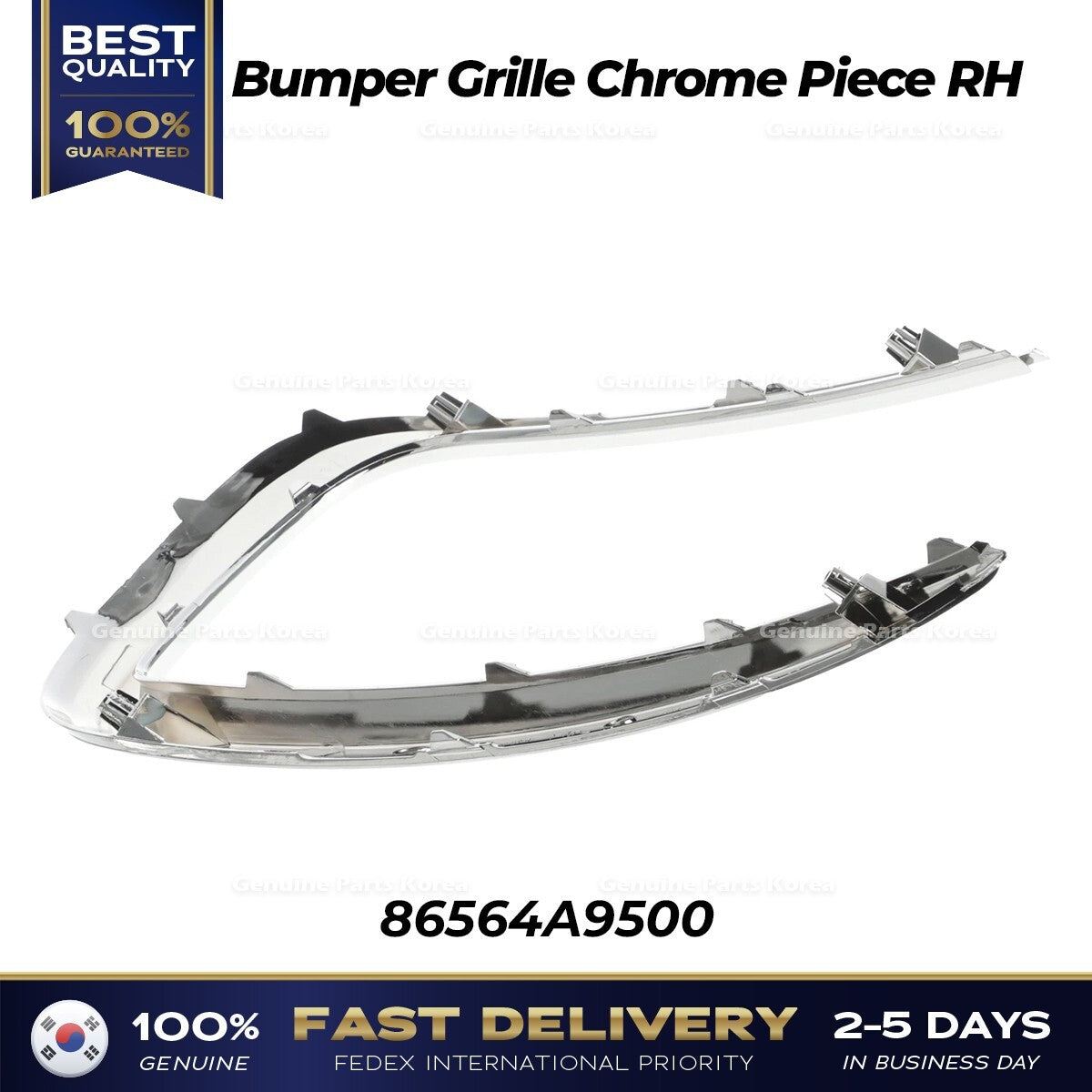 Genuine Bumper Grille Chrome Piece RH 86564A9500 for Kia Sedona