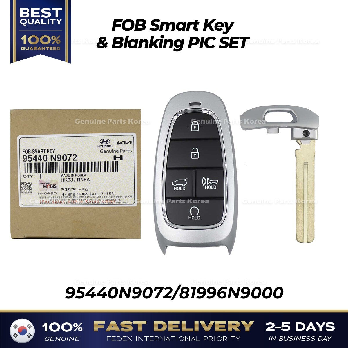 Genuine FOB Smart Key & Blanking PIC SET 95440N9072 for Hyundai Tucson