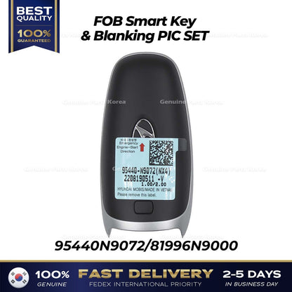 Genuine FOB Smart Key & Blanking PIC SET 95440N9072 for Hyundai Tucson