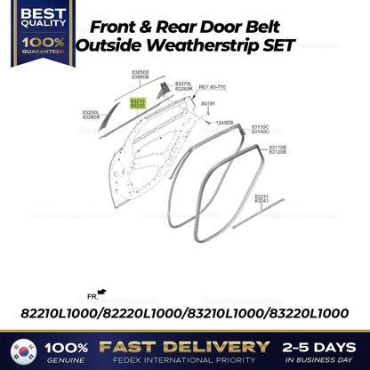 Genuine Front & Rear Door Belt Outside Weatherstrip 4PCS SET for Sonata
