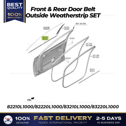 Genuine Front & Rear Door Belt Outside Weatherstrip 4PCS SET for Sonata