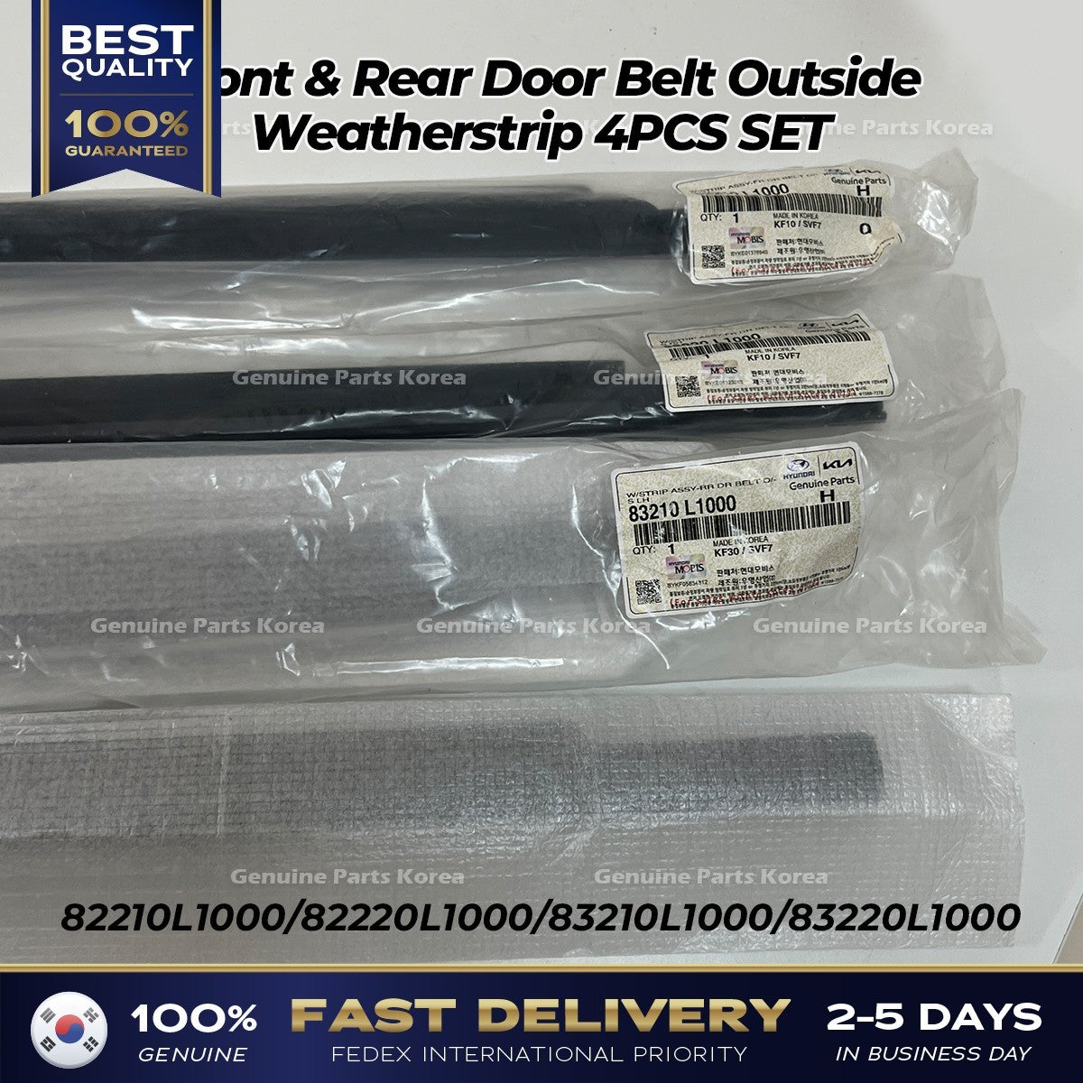 Genuine Front & Rear Door Belt Outside Weatherstrip 4PCS SET for Sonata
