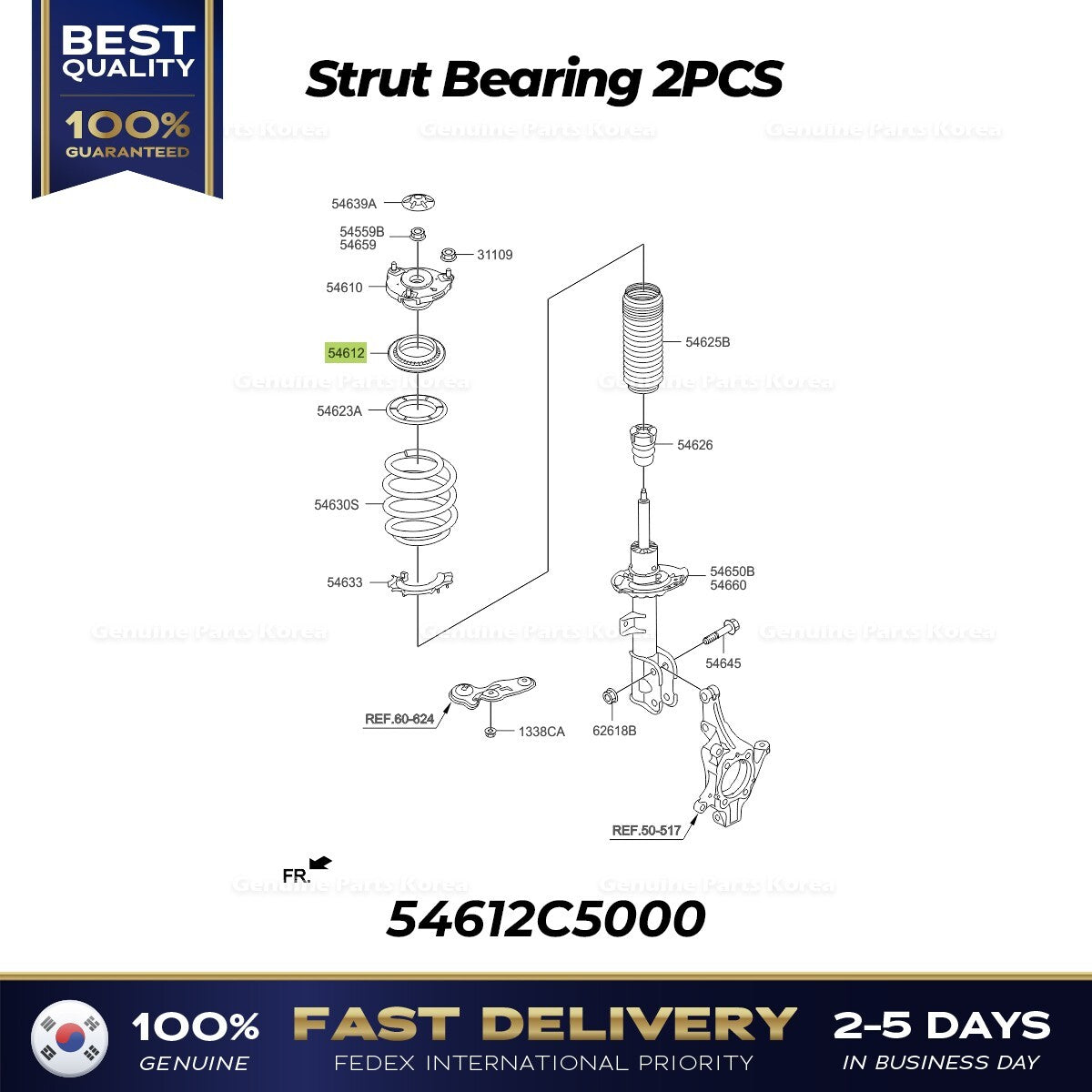 Genuine Strut Bearing 2PCS 54612C5000 for Hyundai Palisade Kia Sorento