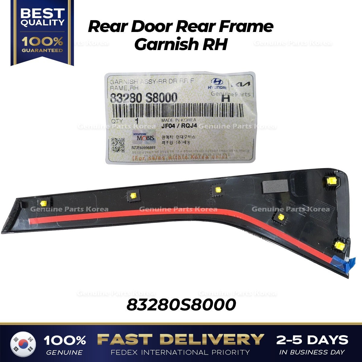 Genuine Rear Door Rear Frame Garnish RH 83280S8000 for Hyundai Palisade