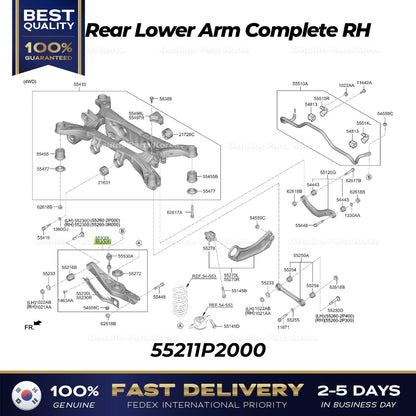 Genuine Rear Lower Arm Complete RH 55211P2000 for Hyundai Santa Cruz