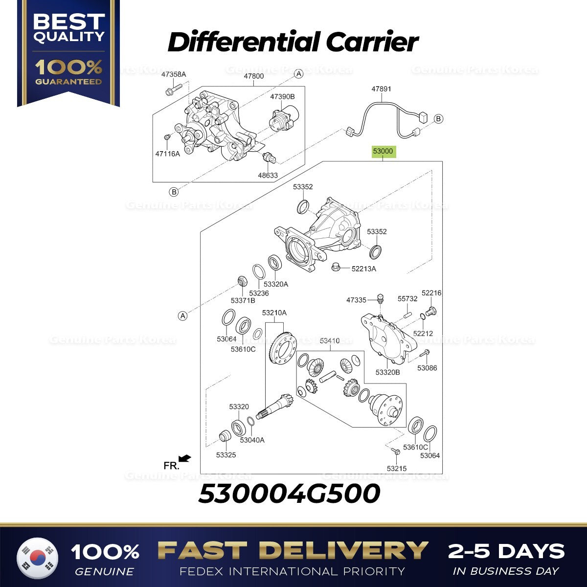 Genuine Differential Carrier 530004G500 for Hyundai Palisade Kia Telluride