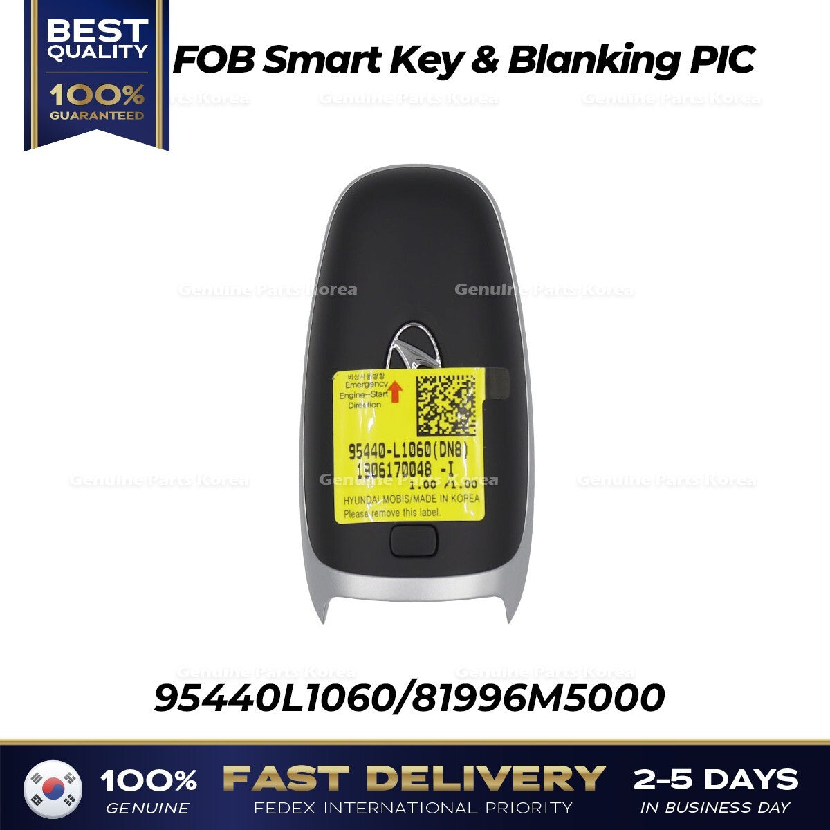 Genuine FOB Smart Key & Blanking PIC 95440L1060 for Hyundai Sonata