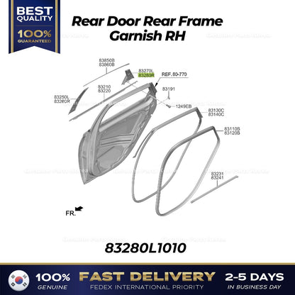 Genuine Rear Door Rear Frame Garnish RH 83280L1010 for Hyundai Sonata