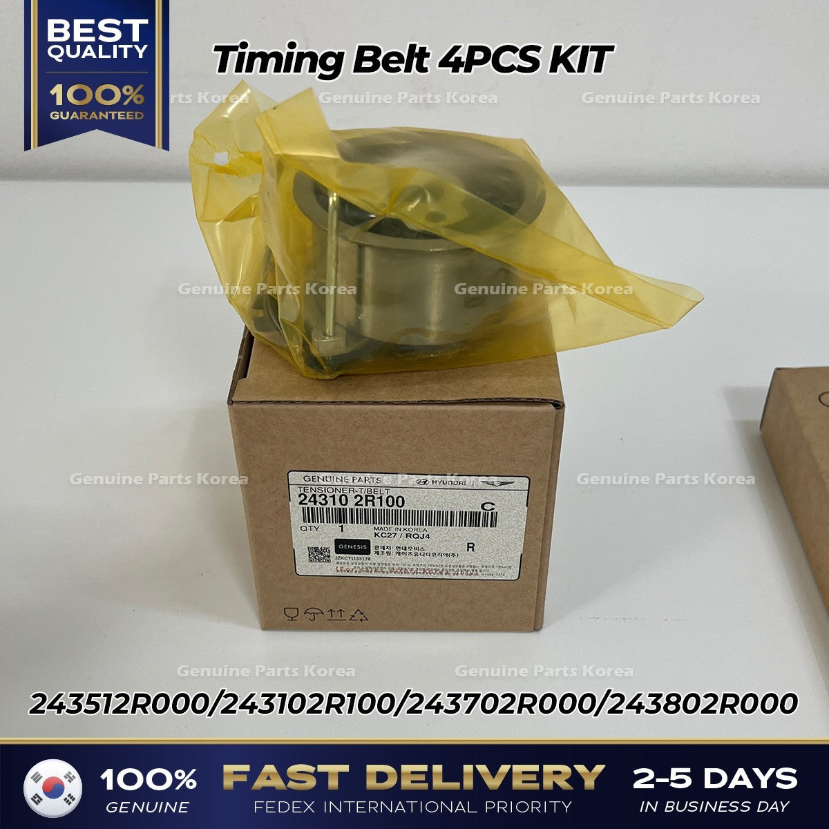 Genuine Timing Belt 4PCS KIT for Hyundai Genesis G80 Tucson Kia Sportage