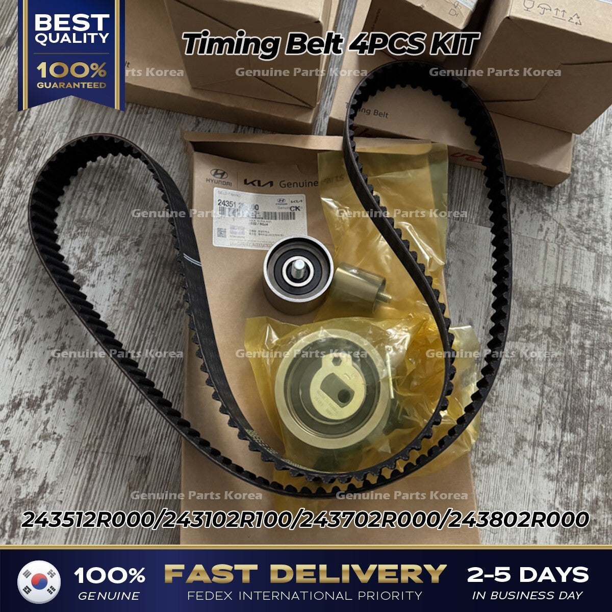 Genuine Timing Belt 4PCS KIT for Hyundai Genesis G80 Tucson Kia Sportage