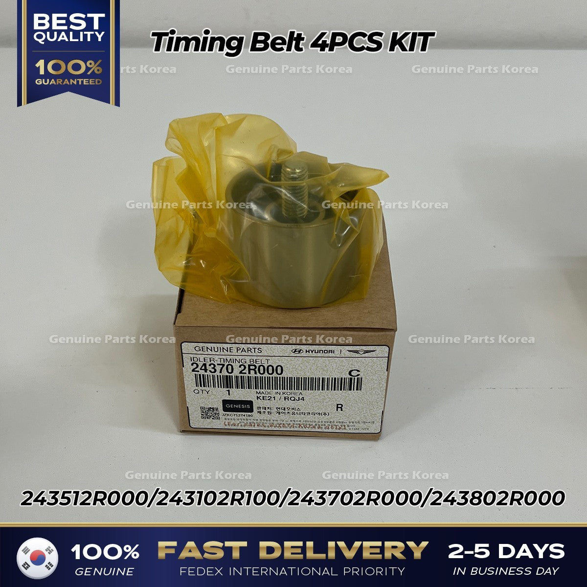 Genuine Timing Belt 4PCS KIT for Hyundai Genesis G80 Tucson Kia Sportage