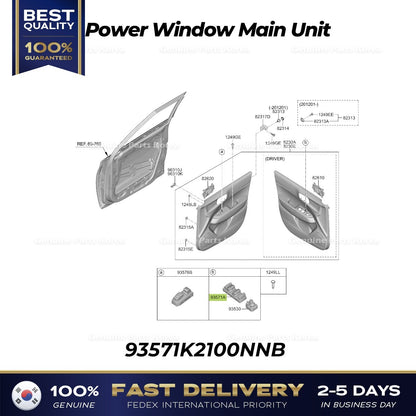 Genuine Power Window Main Unit 93571K2100NNB for Hyundai Venue