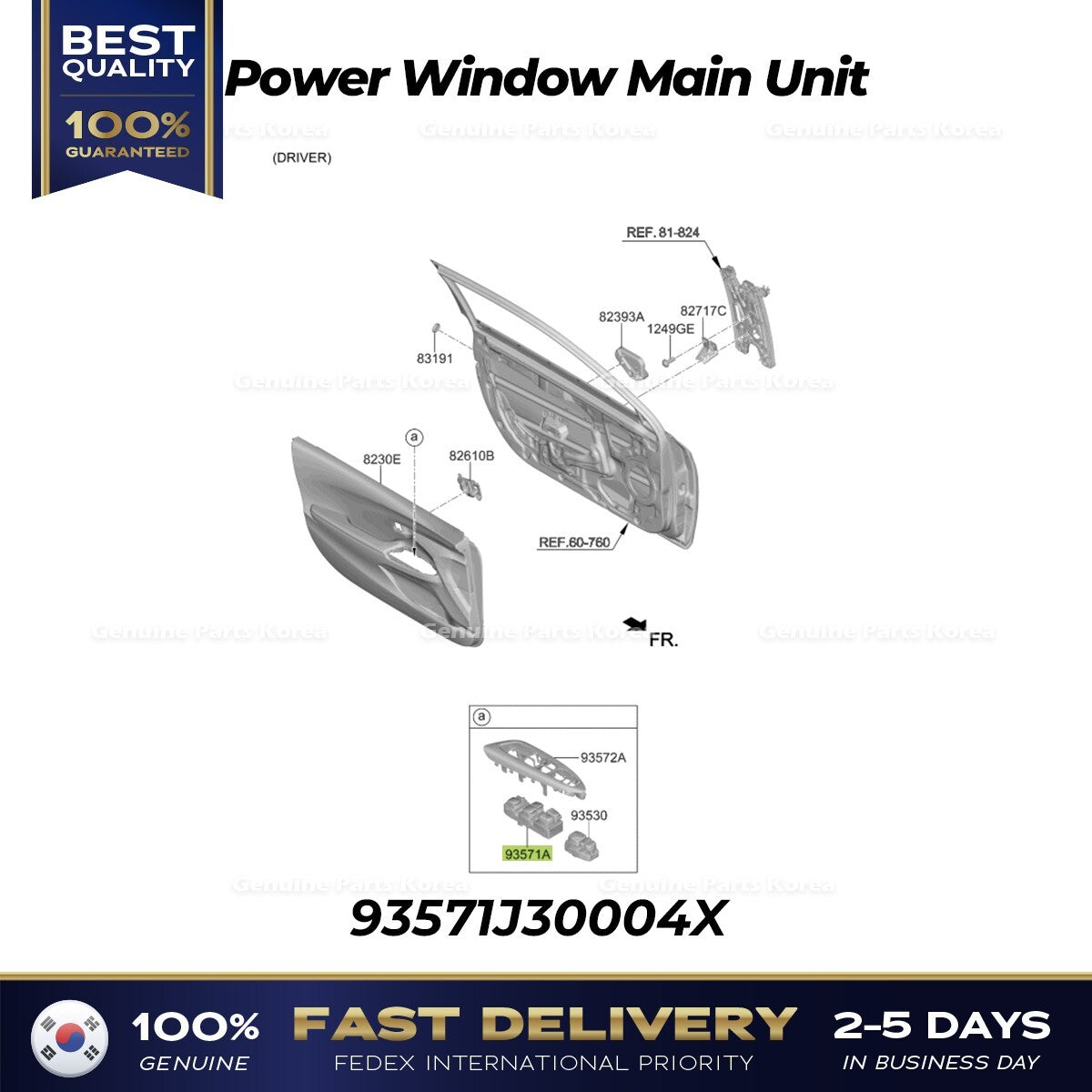 Genuine Power Window Main Unit 93571J30004X for Hyundai Veloster
