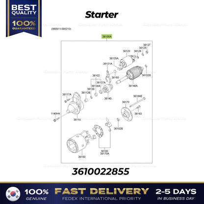 Genuine Starter 3610022855 for Hyundai Accent Kia Rio