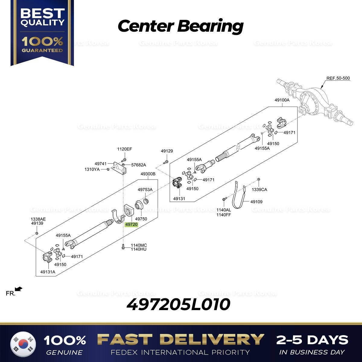 Genuine Center Bearing 497205L010 for Hyundai E Mighty