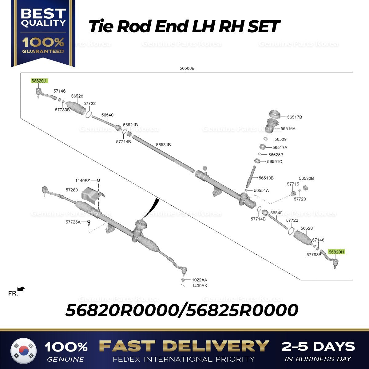 Genuine Tie Rod End LH RH SET 56820R0000 56825R0000 for Kia Carnival