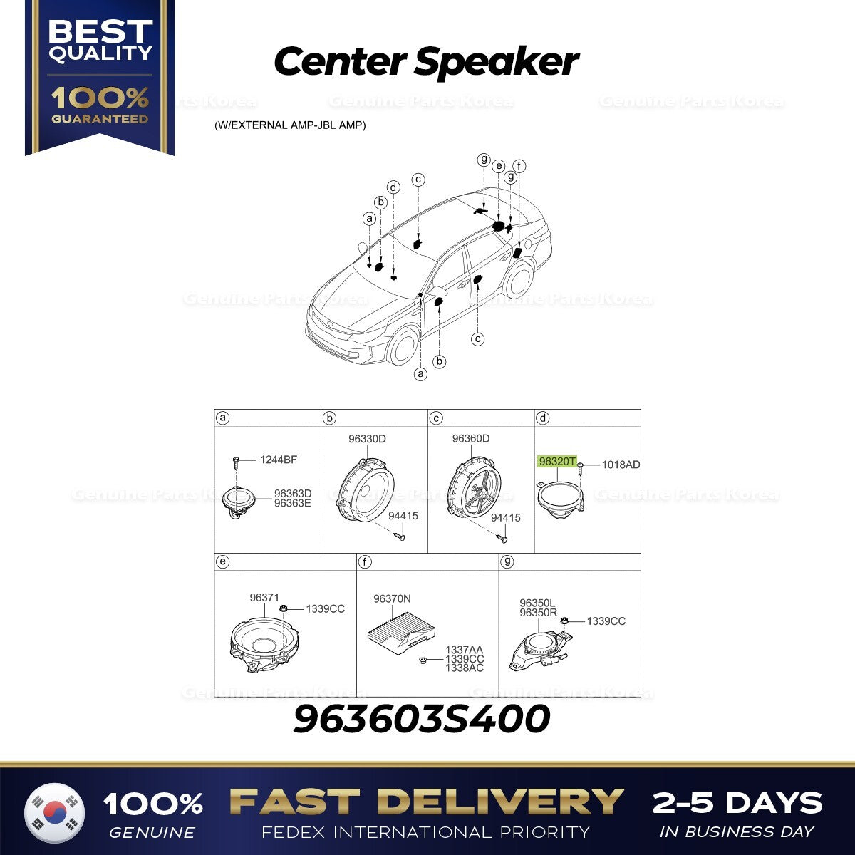 Genuine Center Speaker 963603S400 for Hyundai Sonata Kia Optima