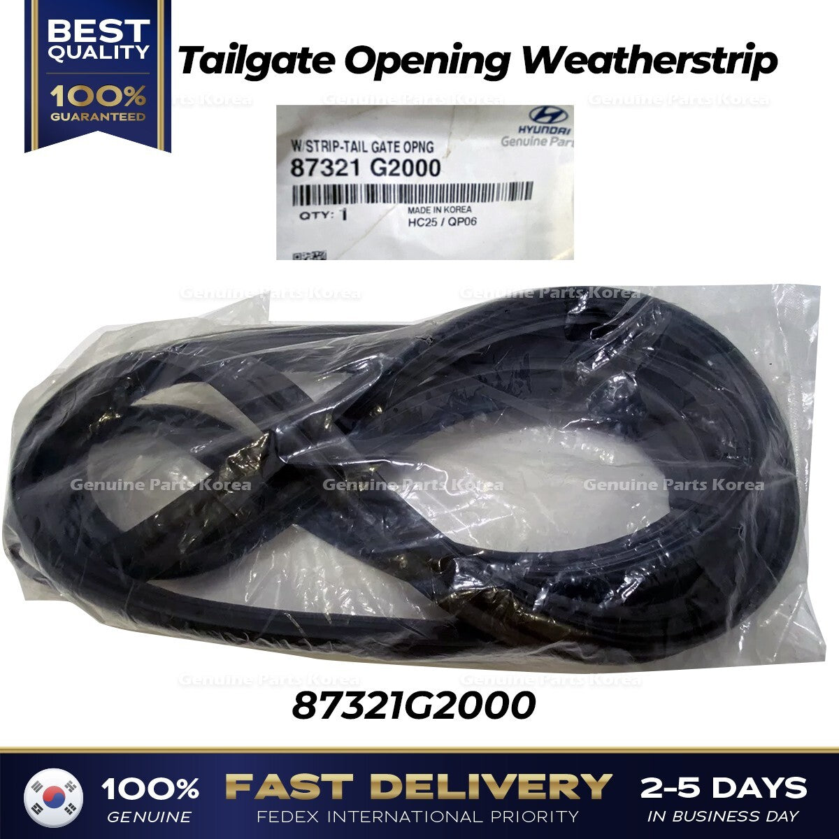 Genuine Tailgate Opening Weatherstrip 87321G2000 for Hyundai Ioniq