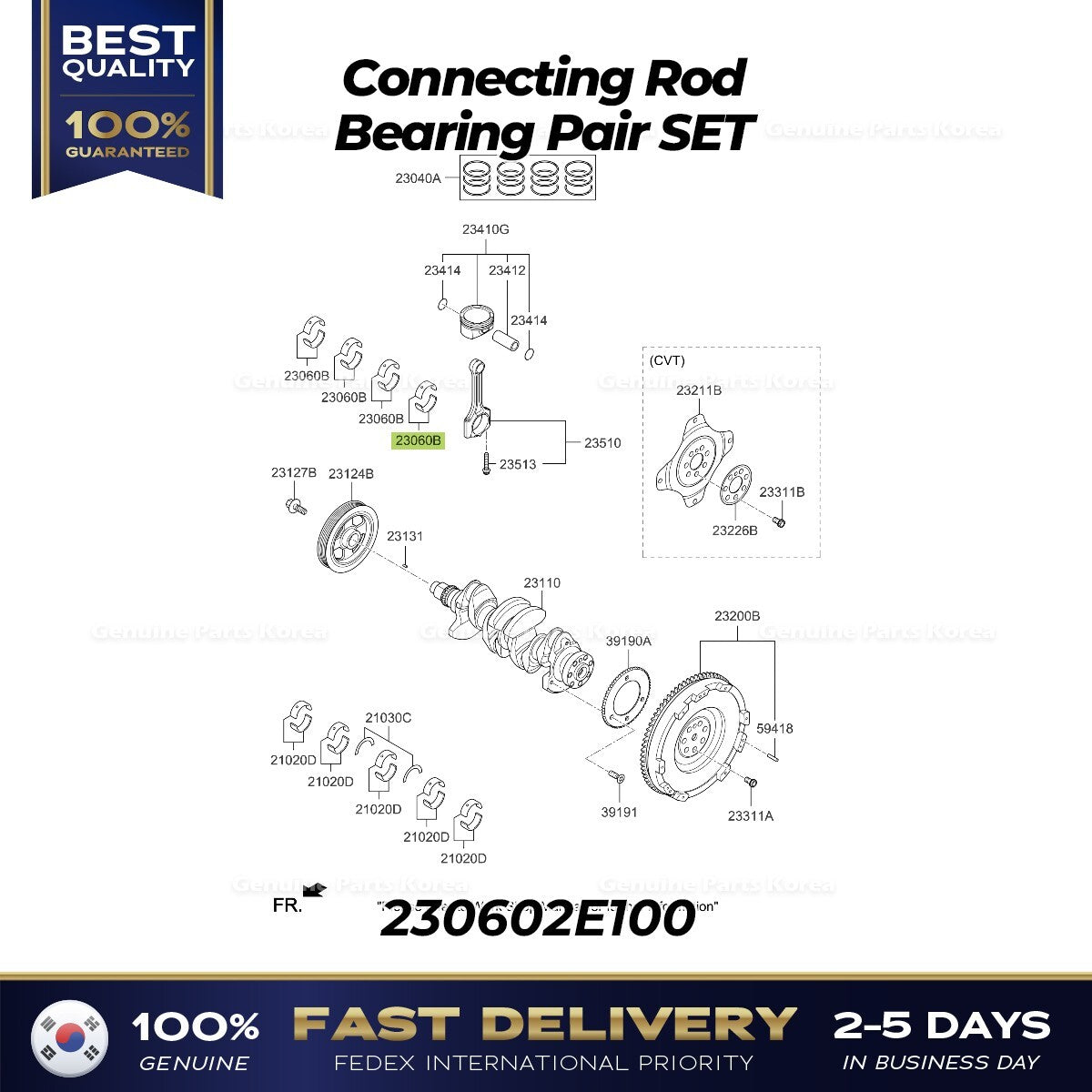 Genuine Connecting Rod Bearing Pair SET 230602E100 for Kia Forte Seltos