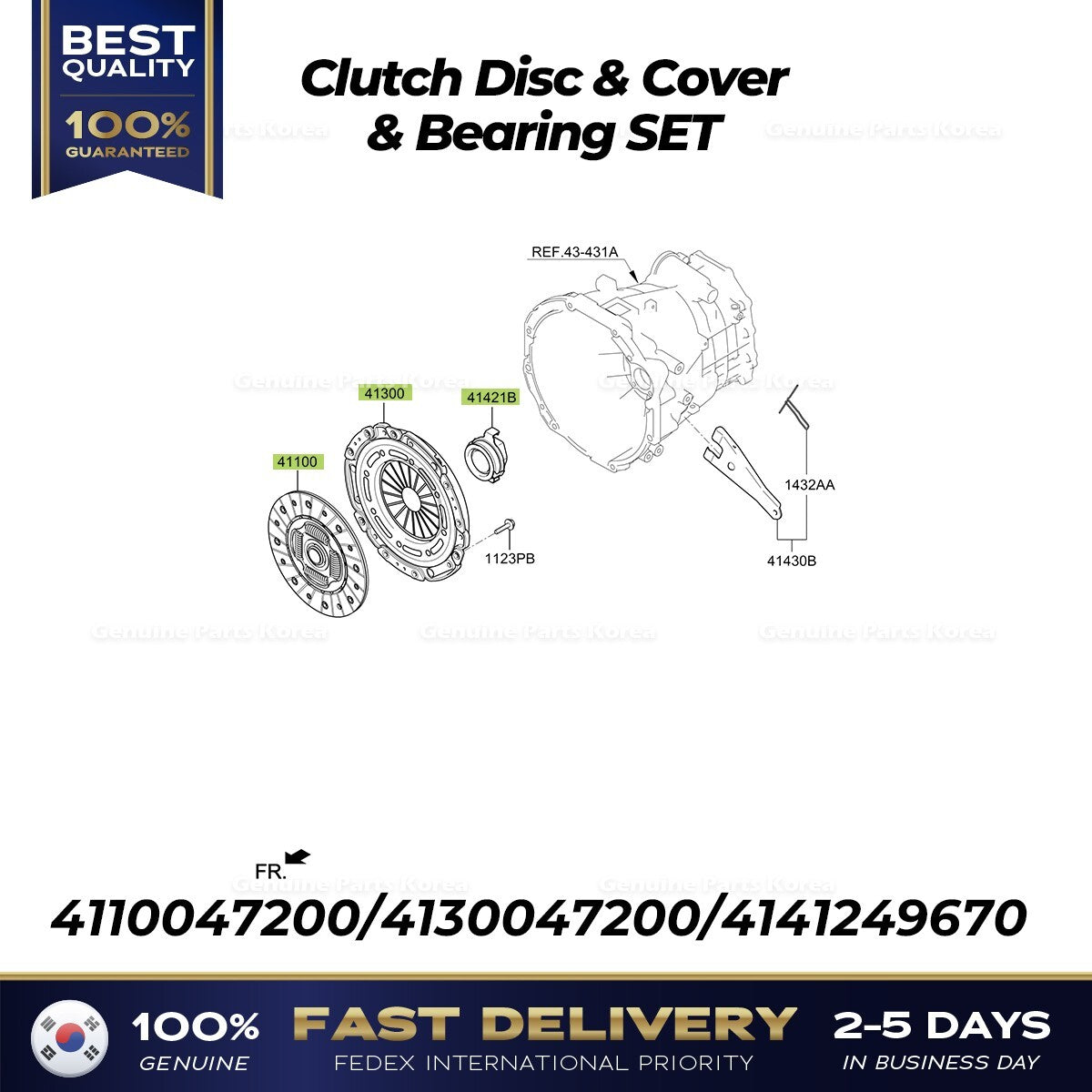 Genuine Clutch Disc & Cover & Bearing SET 4110047200 4130047200 4141249670