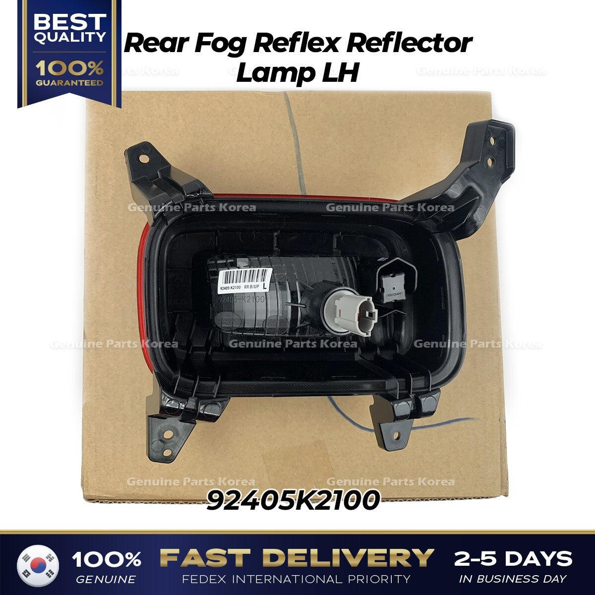 Genuine Rear Fog Reflex Reflector Lamp LH 92405K2100 for Hyundai Venue