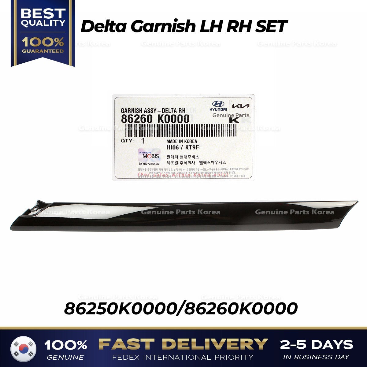 Genuine Delta Garnish LH RH SET 86250K0000 86260K0000 for Kia Soul