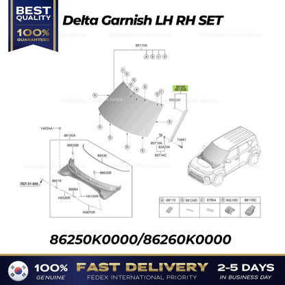 Genuine Delta Garnish LH RH SET 86250K0000 86260K0000 for Kia Soul