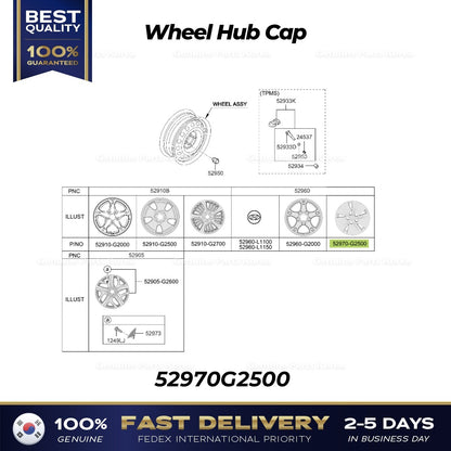 Genuine Wheel Hub Cap 52970G2500 for Hyundai Ioniq