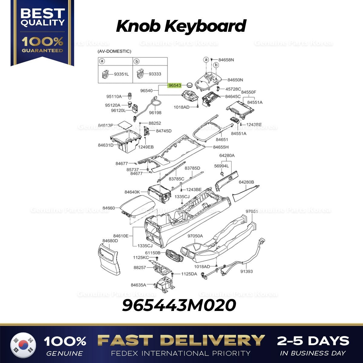 Genuine Knob Keyboard 965443M020 for Hyundai Genesis