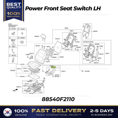Genuine Power Front Seat Switch LH 88540F2110 for Hyundai Elantra Kia Niro