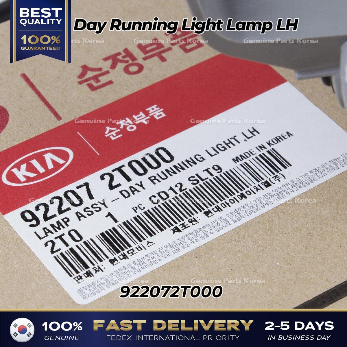 Genuine Day Running Light Lamp LH 922072T000 for Kia Optima