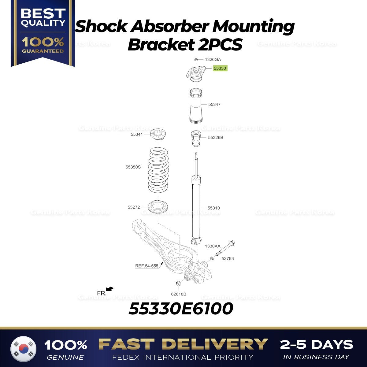Genuine Shock Absorber Mounting Bracket 2PCS 55330E6100 for Kia Cadenza