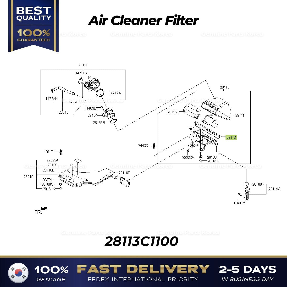 Genuine Air Cleaner Filter 28113C1100 for Hyundai Sonata Kia Optima