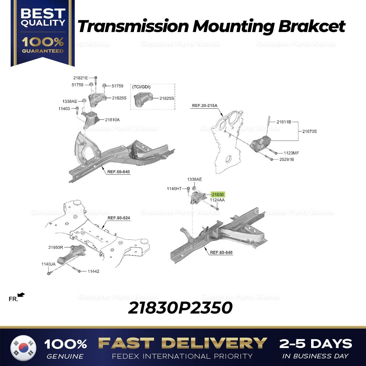 Genuine Transmission Mounting Bracket 21830P2350 for Hyundai Santa Fe