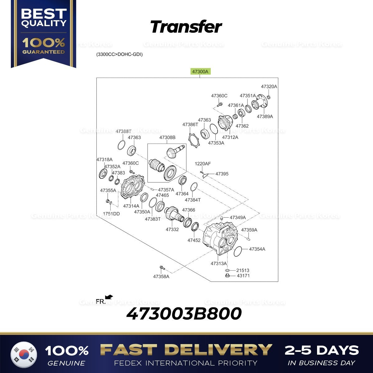 Genuine Transfer 473003B800 for Hyundai Santa Fe Sport Kia Sorento