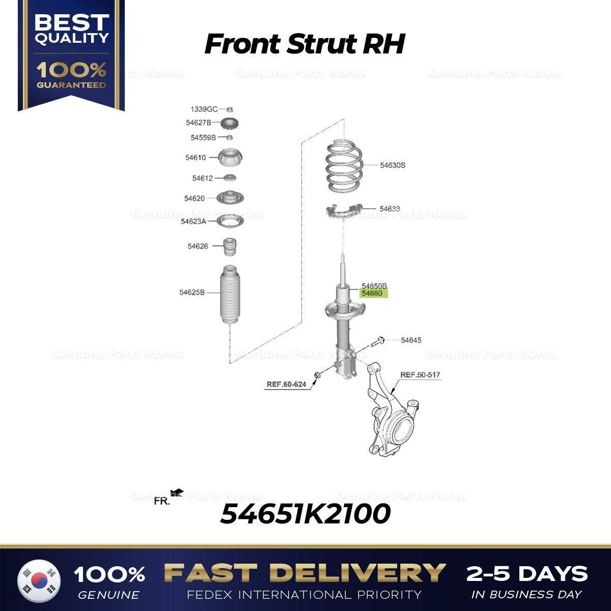Genuine Front Strut RH 54651K2100 for Hyundai Venue