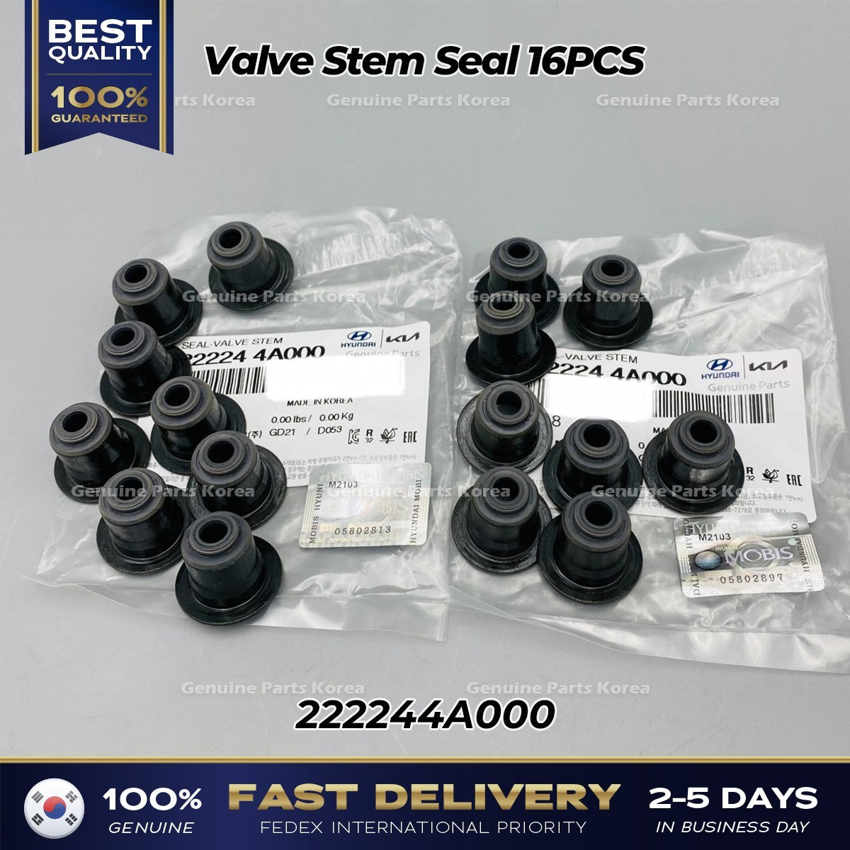 Genuine Valve Stem Seal 16PCS 222244A000 for Hyundai H1 Grand Starex