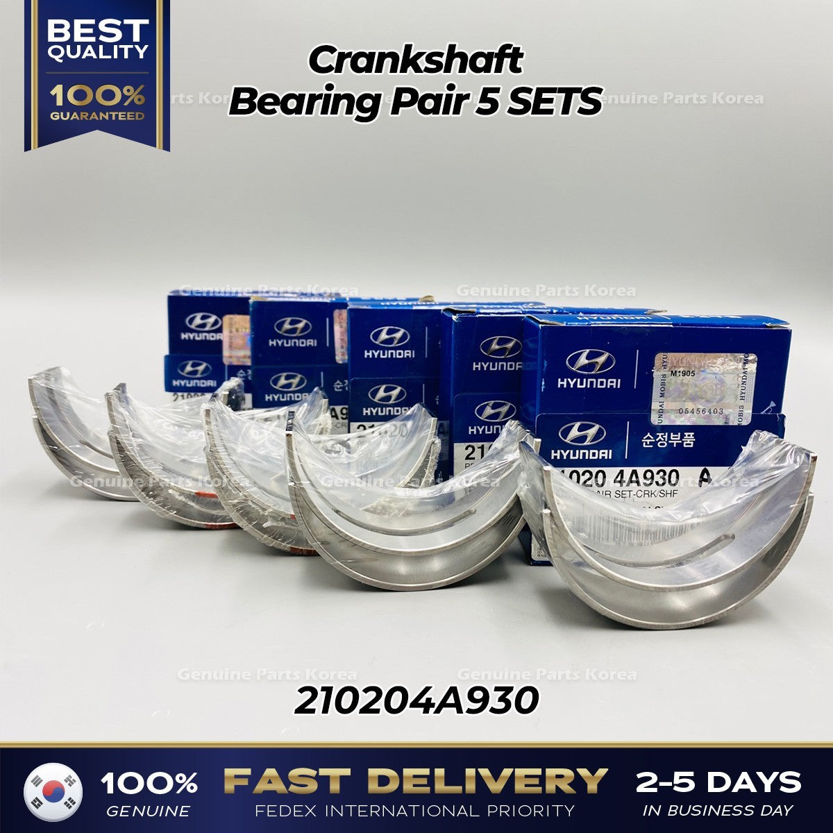 Genuine Crankshaft Bearing Pair 5 SETS 210204A930 for Hyundai H1
