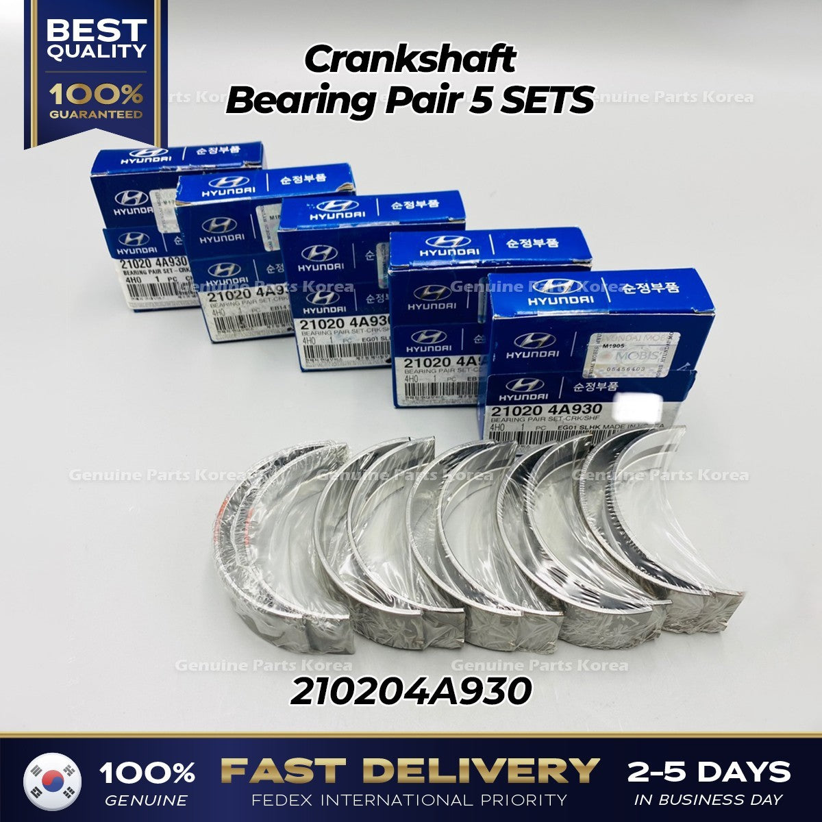 Genuine Crankshaft Bearing Pair 5 SETS 210204A930 for Hyundai H1