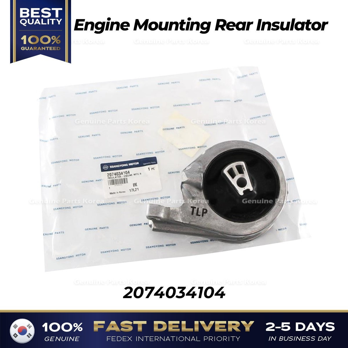 Genuine Engine Mounting Rear Insulator 2074034104 for Ssangyong Korando C