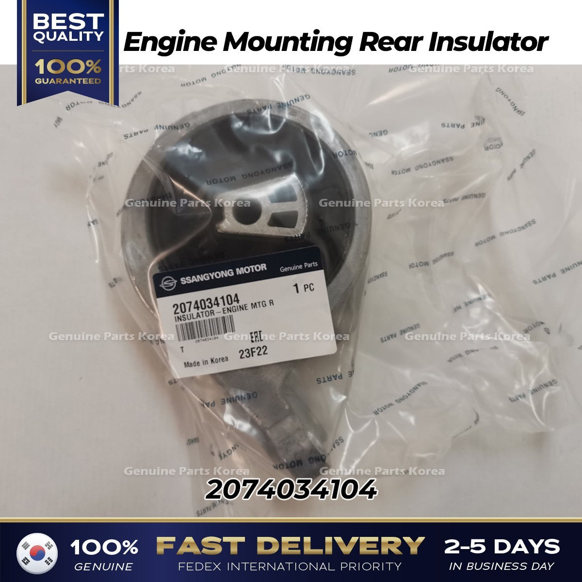 Genuine Engine Mounting Rear Insulator 2074034104 for Ssangyong Korando C