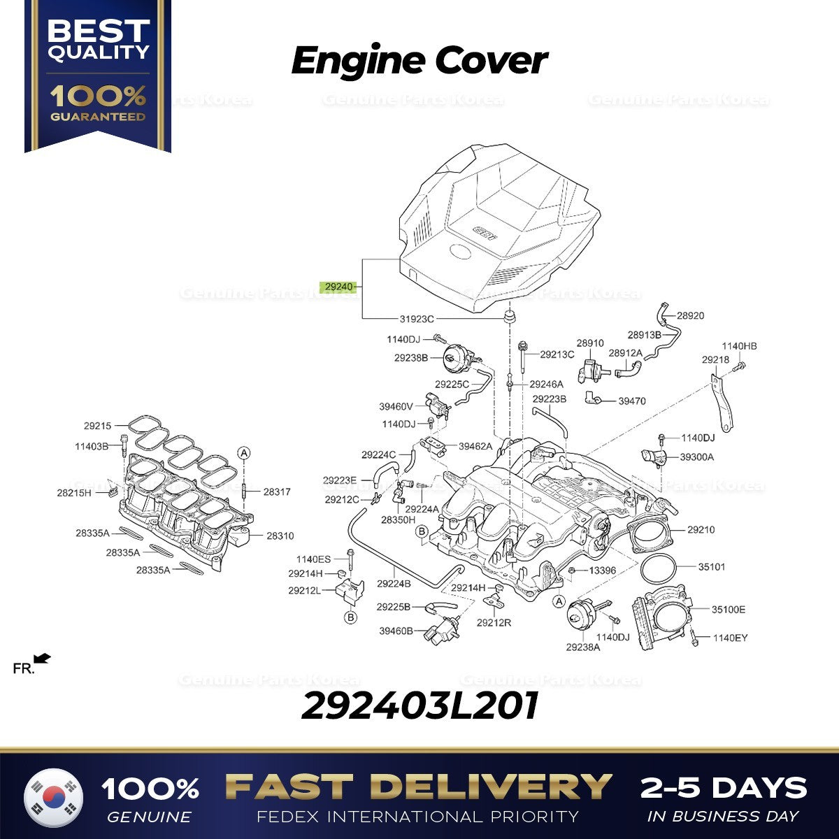 Genuine Engine Cover 292403L201 for Kia Cadenza Sedona Sorento
