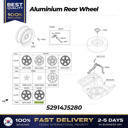 Genuine Aluminium Rear Wheel 52914J5280 for Kia Stinger
