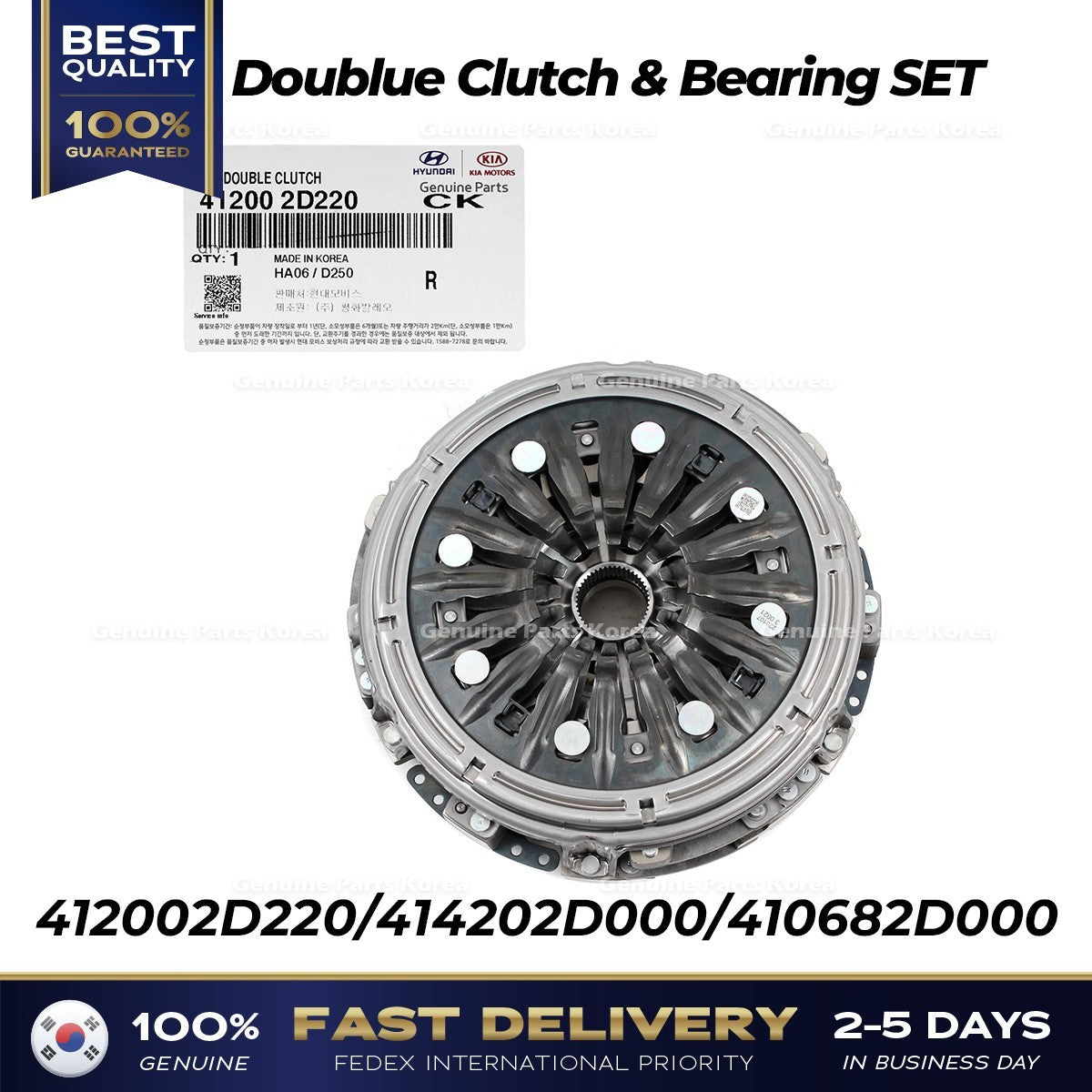 Genuine Doublue Clutch & Bearing SET 412002D220 414202D000 for Hyundai Kia