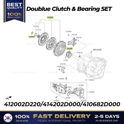 Genuine Doublue Clutch & Bearing SET 412002D220 414202D000 for Hyundai Kia
