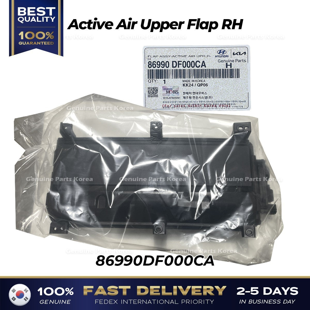 Genuine Active Air Upper Flap RH 86990DF000CA for Hyundai Kona Hybrid
